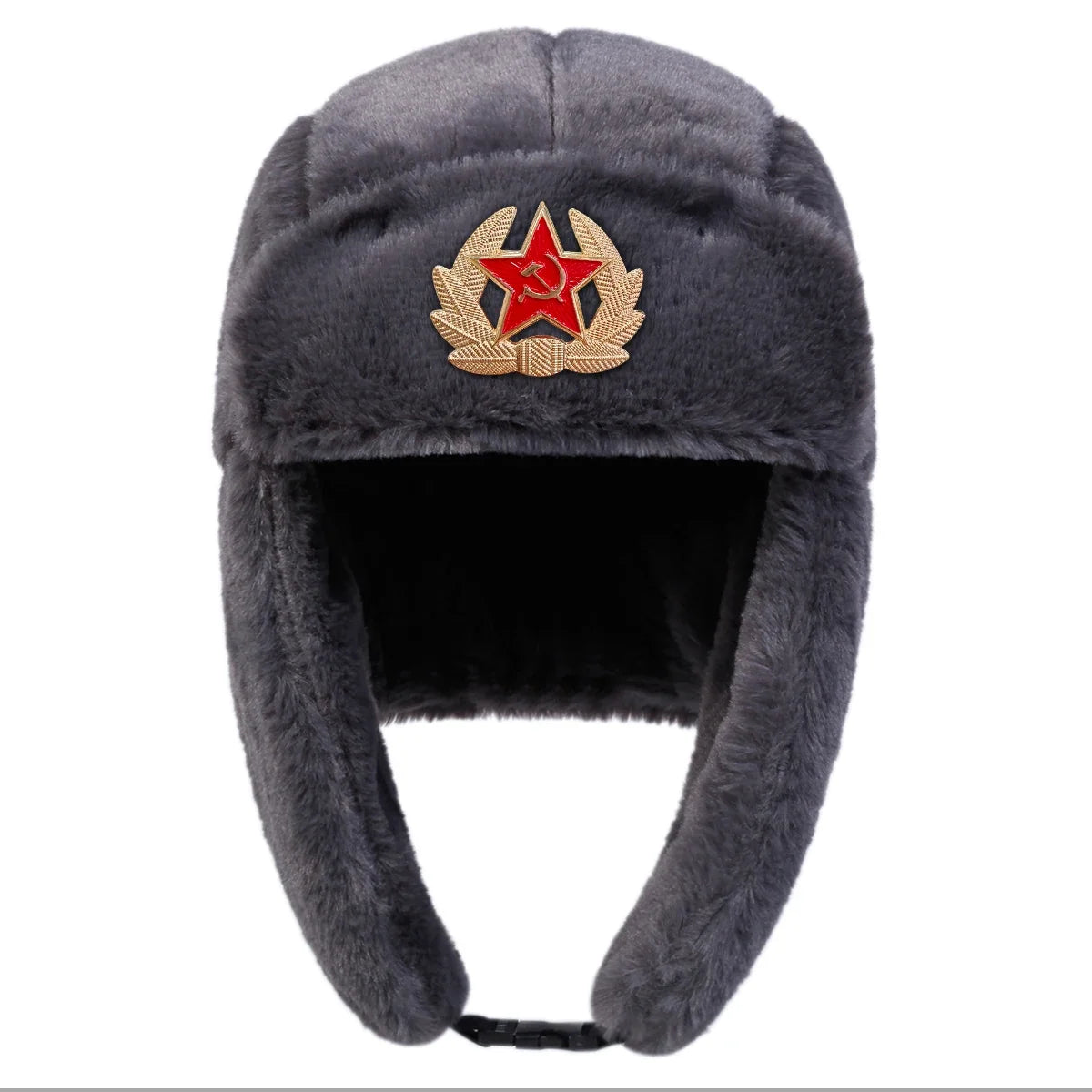 Unisex Five-pointed Star Label Lei Feng Hat Winter Earflap Hat Keep Warm Ski Hat Bomber Hat for Outdoor Riding Snow Activities