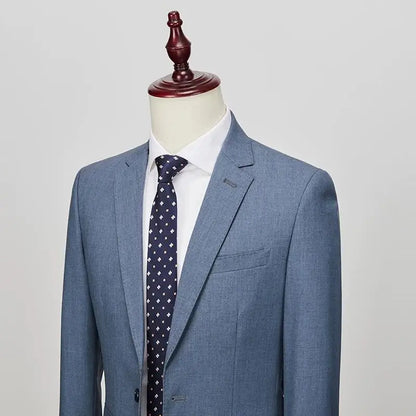 Jacket+Vest+Pants / 2023 High Quality Men Slim Suit Formal Business Groom Wedding Social Dress Blue Grey High-end Casual Tuxedo