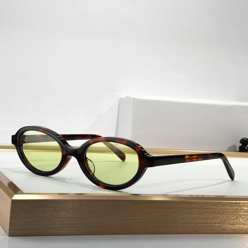 Luxury Small Oval Women's Sunglasses Handmade Acetate High Quality Original Brand Design UV400 Prescription Eyeglasses for Men