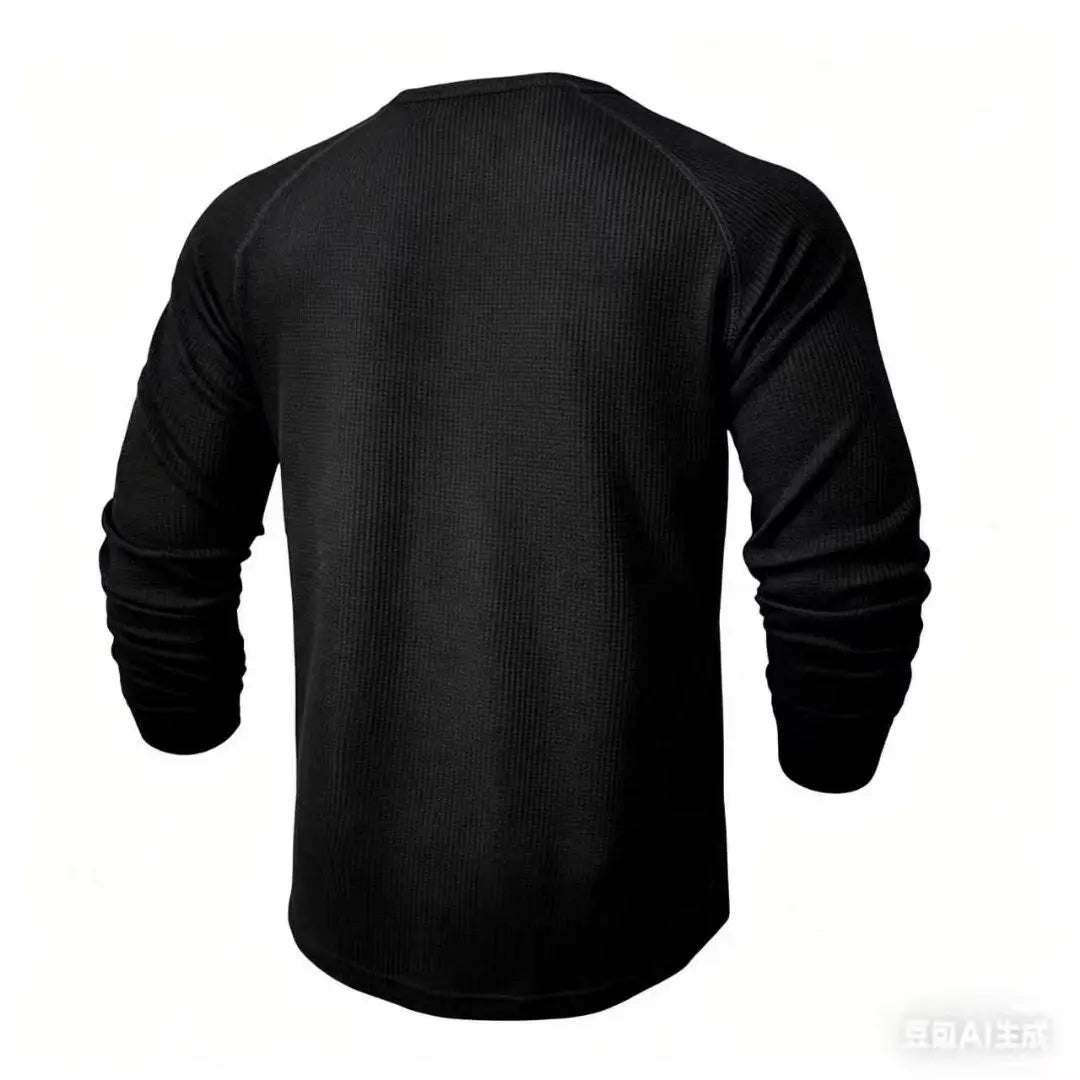 5-Pack Loose Men's Solid Color Casual round Neck Long Sleeve Base Layer T-Shirt Polo Shirt for Spring Autumn Outdoor