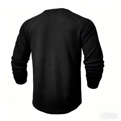 5-Pack Loose Men's Solid Color Casual round Neck Long Sleeve Base Layer T-Shirt Polo Shirt for Spring Autumn Outdoor