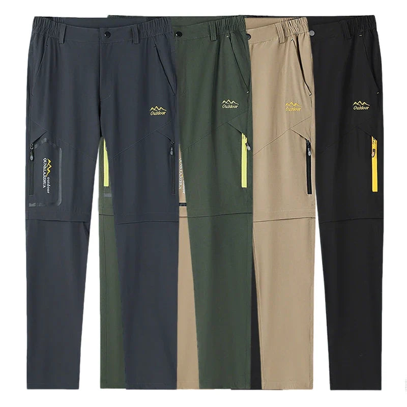 Men Summer UV-Proof Thin Pants SoftShell Outdoor Waterproof Camping Trekking Hiking Fishing Cycling Climbing Detachable Trousers