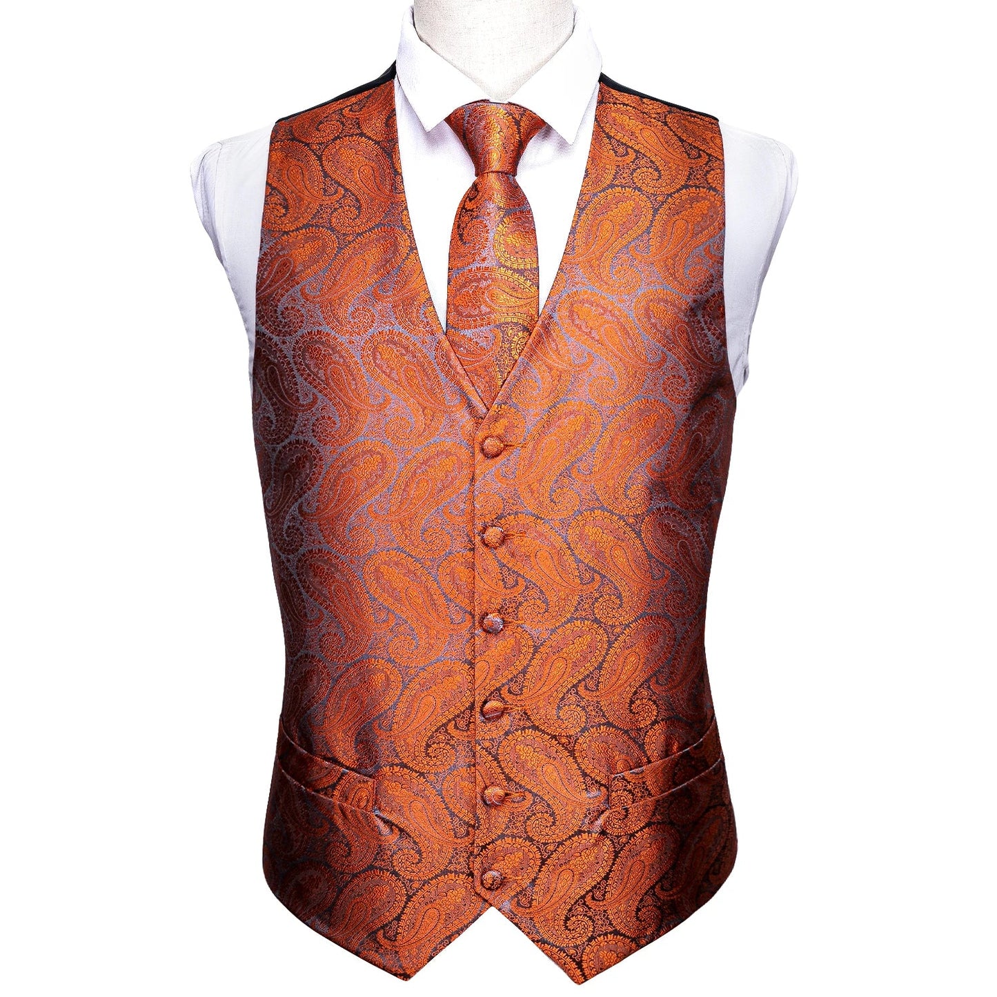 Green Suit Vest Men Paisley Waistcoat Plaid Silk Tie Handkerchief Cufflinks for Wedding Summer Vests Tuxedo MJ-2004 Barry.Wang