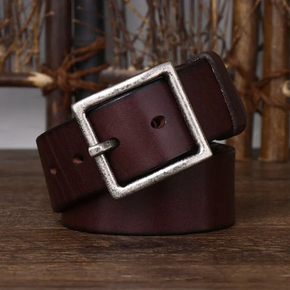 4.3CM Thickening Pure Cowhide High Quality Genuine Leather Belts for Men Brand Strap Male Copper Buckle Jeans Cowboy luxury