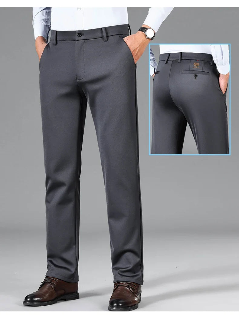 2026 New Summer Thin Embroidery Suit Pants Men Straight Classic Business Work Grey Long Formal Trousers Male Plus Size 29-40 42