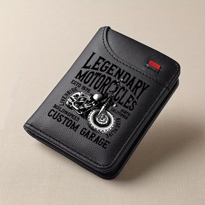 1pc Men'S Retro Faux Leather Wallet - Stylish Vintage Motorcycle Theme - Slim And Soft Design with Various Card Slots, Business