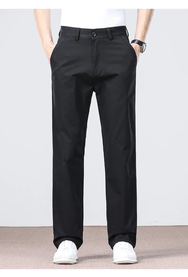 100% Cotton Straight Casual Pants Men's New Cargo Pocket Fashion Brand Comfortable High Quality Business Male Pants