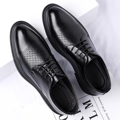 Men's Formal Leather Shoes Lace Up Breathable Non-slip Rubber Sole Lightweight Comfortable Dress Shoes Office & Special Occasion