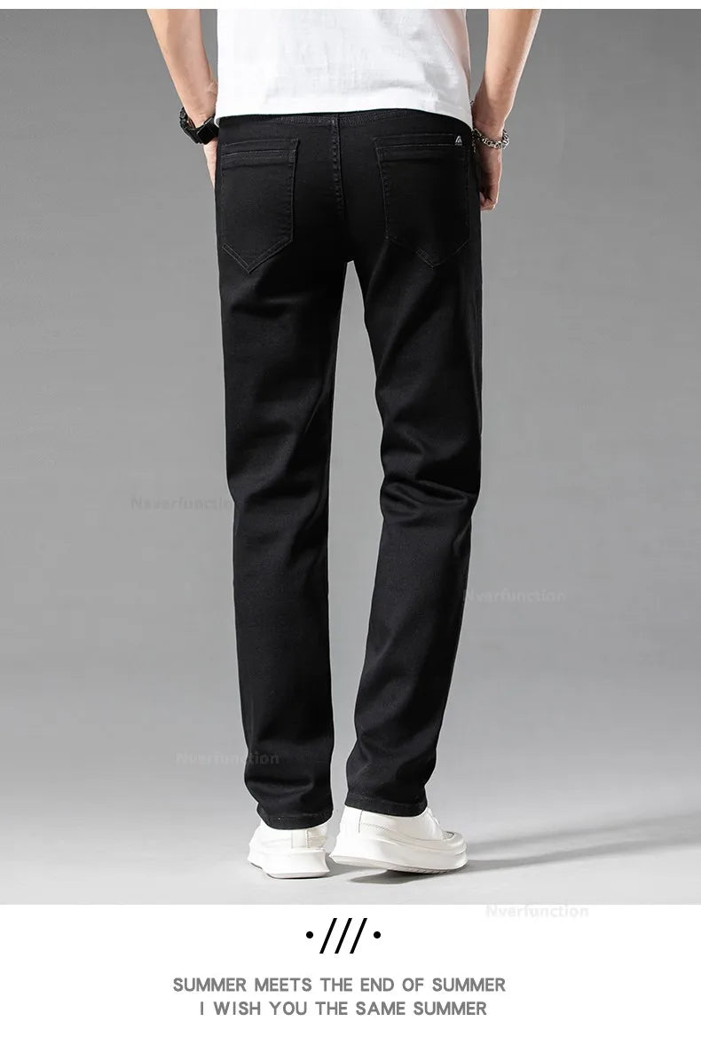 Luxury Men's White Slim Jeans Spring Summer New 98% Cotton Stretch Fashion Casual Male Clothes Straight Denim Trousers