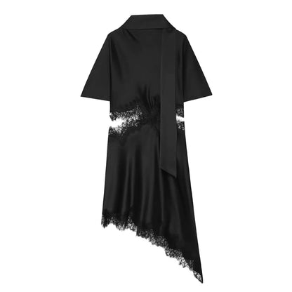 Elegant Sexy Chic Women Mini Dress Asymmetrical Scarf Collar Dress Fashion 2026 Spring Summer Holiday Night Out Dress