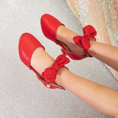 New Children High Heels Ankle-strap Bowknot Girl Princess Dress Sandals Sweet Wedding Party Versatile Kids Fashion Catwalk Shoes