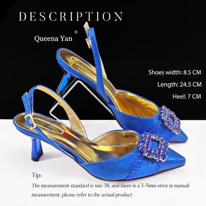 Spot Goods!Festive Elegance: Queena Yan High Quality Women's Pumps Fashion Design For African Wedding Party Ladies Shoes
