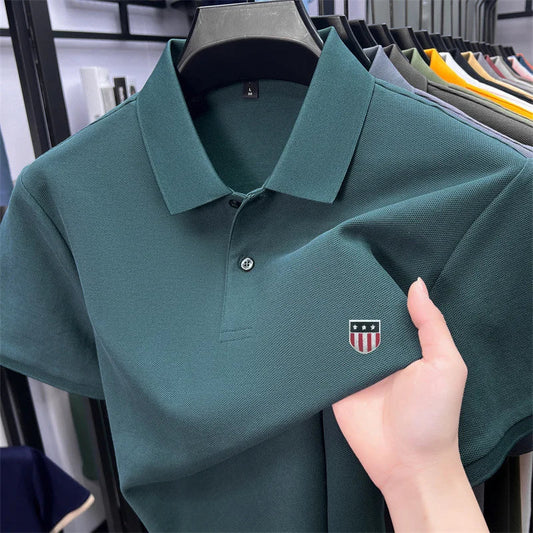 men's summer luxury brand cotton 100% polo shirt lapel printing short sleeves t-shirt business leisure ventilate men's clothing
