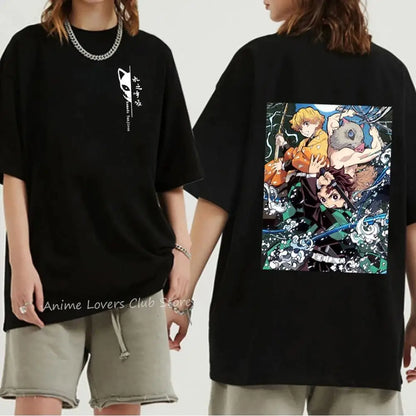 Japanese Anime Demon Slayer Graphic Print T Shirt Fashion Casual Crew Neck Short Sleeve Plus Size T Shirt Women