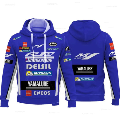M1 Yamaha men's new fashionable printed riding jacket motorcycle hooded shirt Yamaha racing suit hooded zipper fashion top