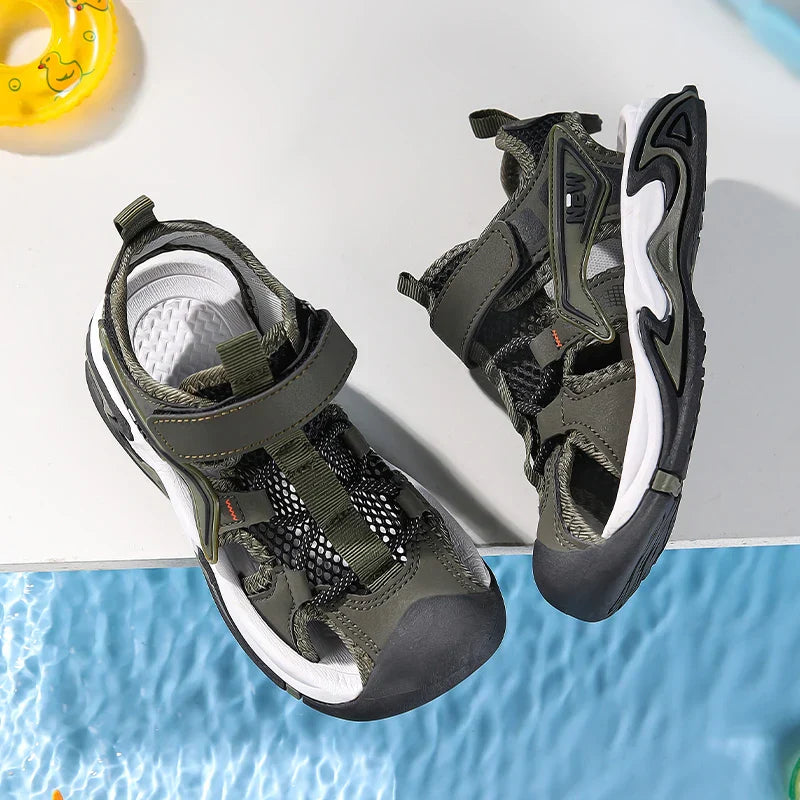 Summer Kids' Sandals Boys' Soft Bottom Casual Beach Shoes Wear-resistant Flat Students Breathable Casual Walking Sandials