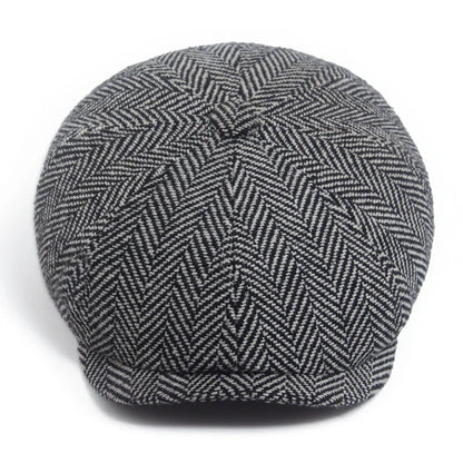 New Retro Herringbone Newsboy Cap For Men Autumn Winter Warm Beret Women Fashion Vintage Hat Hip Hop Female Flat Caps Berets