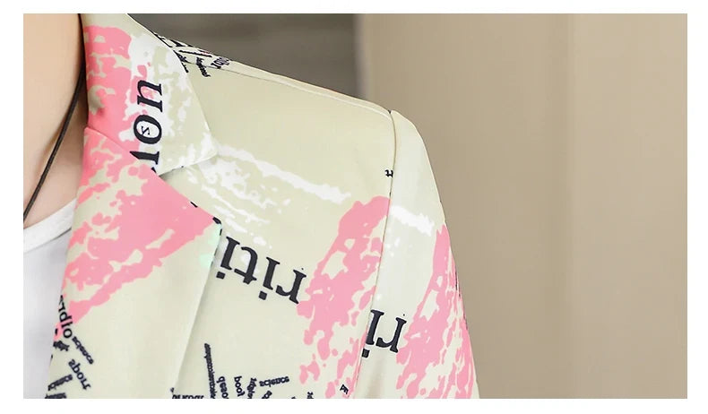 2022 New Fashion Print Suit Jacket Men's Slim Fit Casual Blazers Streetwear Social Club Prom Formal Party Suit Coats Hommes