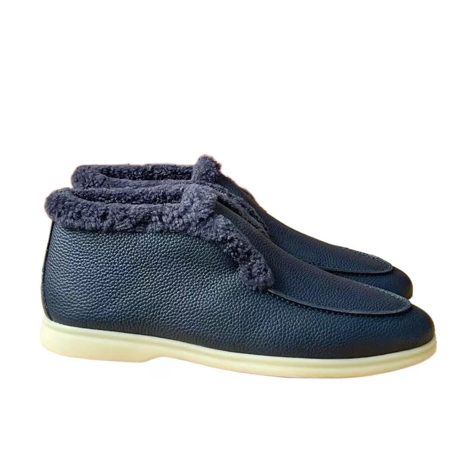 unisex Winter high top casual women's shoes  Warm cold resistant wool snow boots All cowhide men's boots Women's ankle boots