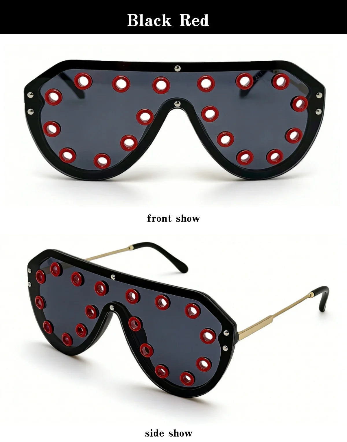 Trendy y2k Oversized One-piece Sunglasses Women Luxury Metal Rivet Party Cool Big Frame Shades UV400 Beach Club Streetwear