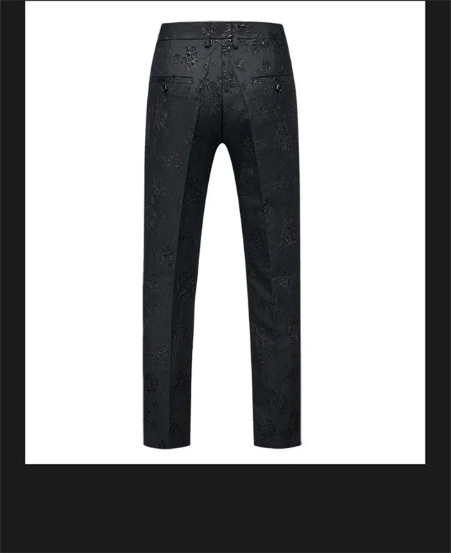 New Men Luxury Jacquard Suit Pants Fashion Wedding Party Groom Dress Trouser