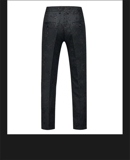 New Men Luxury Jacquard Suit Pants Fashion Wedding Party Groom Dress Trouser