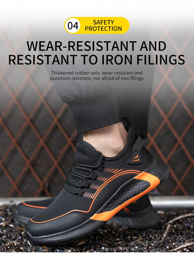 Large Size 50 Safety Shoes Men Anti-Smashing Steel Toe Cap Puncture Proof Indestructible Light Breathable Sneaker Work Shoes