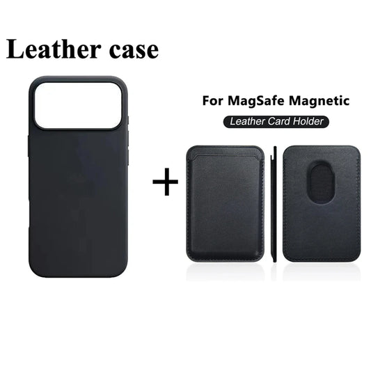 For Apple Magsafe Leather Case for IPhone 17 Pro Max Air 16 15 14 Pro Max Case Wireless Charging Magnetic Cover for Magsafe Bag