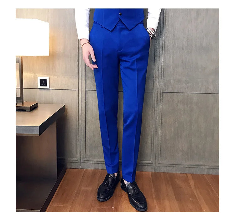 2022 Spring Summer New Men Suit Pants Solid Color Casual Business Dress Pants Slim Fit Trousers Formal Men Social Casual Pants