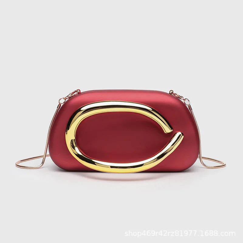 Classic round Box Handheld Dinner Bag Miniature Retro Metal Handle Chain Shoulder Strap Crossbody Bag Street Trend Hard PU Bag