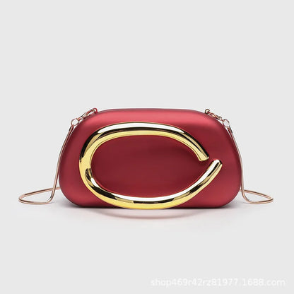 Classic round Box Handheld Dinner Bag Miniature Retro Metal Handle Chain Shoulder Strap Crossbody Bag Street Trend Hard PU Bag