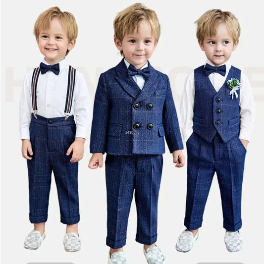 Children Formal Wedding Dress Child Performance Party Dance Costume Baby Boys 1 Year Birthday Suit Newborn Kids Photograph Suit