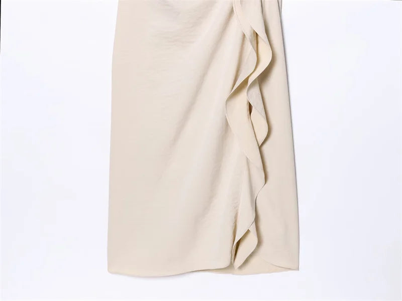 Women's Dress New Pleated Slit Midi Dress Spring Sexy Elegant Women's Long Dress