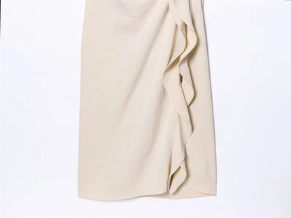 Women's Dress New Pleated Slit Midi Dress Spring Sexy Elegant Women's Long Dress