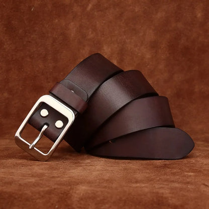 3.8CM Pure Cowhide Stainless Steel Needle Buckle Genuine Leather Casual Jeans Belt Men High Quality Luxury Male Strap Cintos