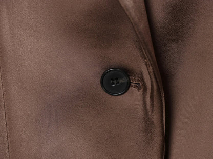 backless Satin Texture Blazers Women Fashion Autumn Winter Back hollow design Long Sleeve Single Buckle Suits Jacket coats