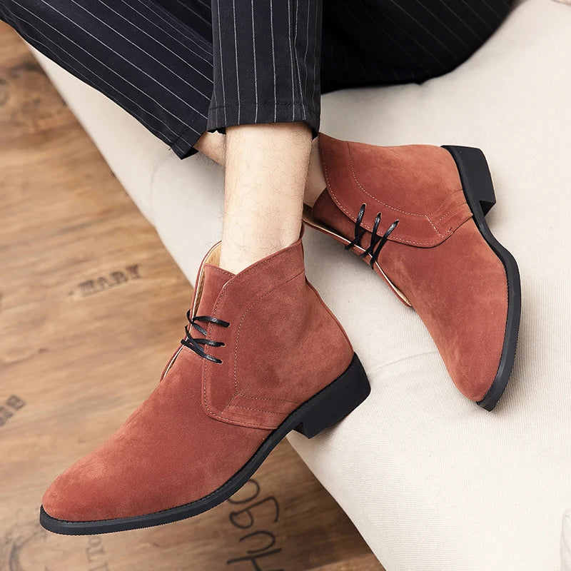 Leather Men Ankle Chelsea Boots Men Work Shoes Pointed Toe Leisure Boots for Male Casual Motorcycle Boots Botas Plus Size 38-48