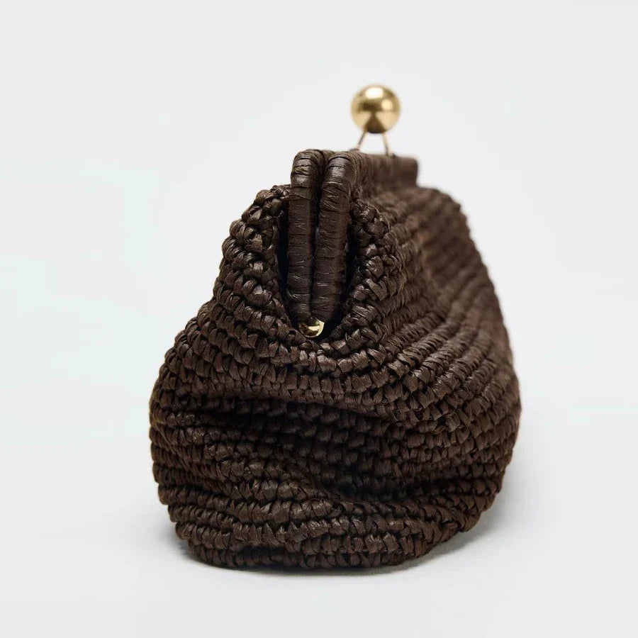 Fashion Kisslock Straw Bag Designer Clip Shell Woven Shoulder Crossbody Bags Handmade Summer Beach Bag for Holiday 2026
