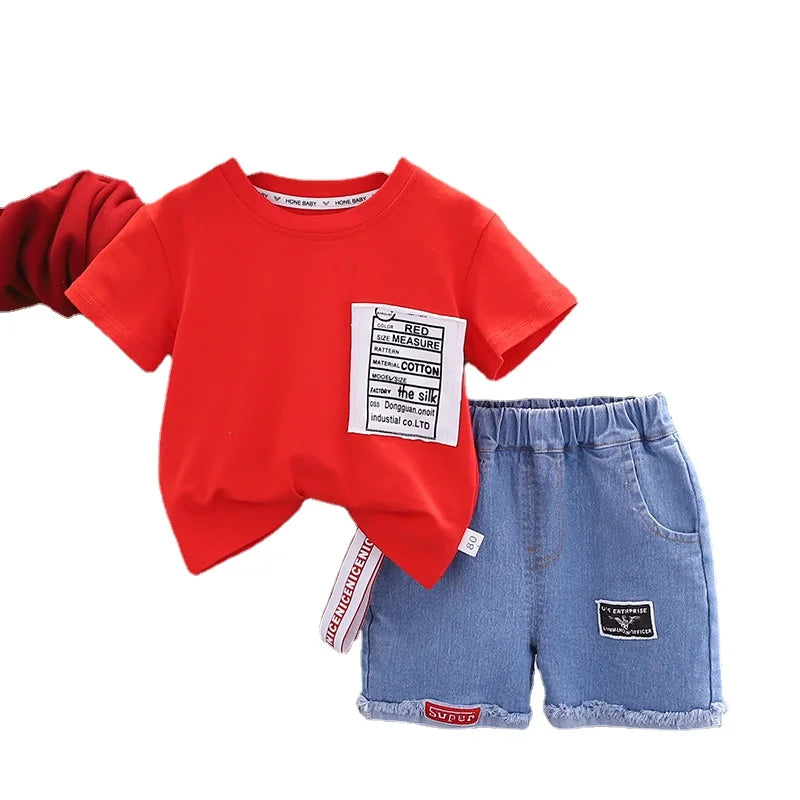 New Baby Summer Clothing Toddler Children Boy Short Sleeve Causal Letter T-shirt Pants Fashion Infant Clothes 2pcs/Set Tracksuit