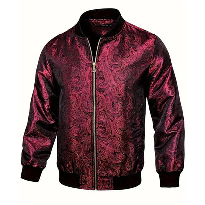 Gold Paisley Jacket Men's Clothing 3D Printed Colorful Long Sleeve Zipper Jackets Luxury Graphic Street Trend Autumn Bomber Coat