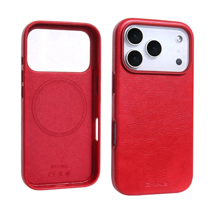 Luxury Business Leather For Magsafe Magnetic Phone Case For IPhone17 16 15 14 ProMax Shockproof Metal Lens Frame Protector Cover