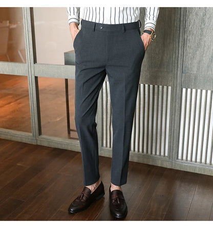 Plus size 40 38 Men Business Solid Suit Pant 2026 Spring Formal Slim Fit Wedding Trouser Mens Brand Fashion Casual Dress Pants