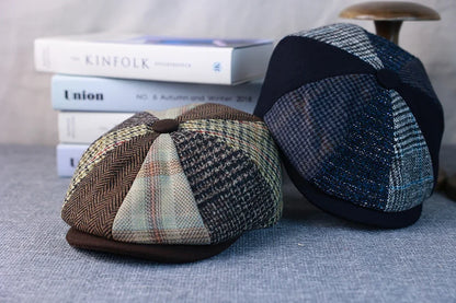 Spring Autumn Winter Men Classic Splicing Octagonal Hats Retro British Newsboy Cap Gatsby Woman Men Beret Caps  005