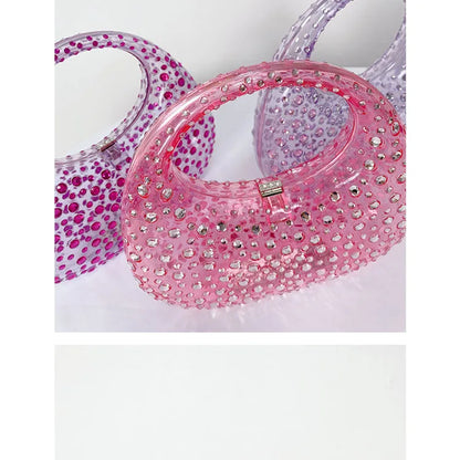 Fashion Women Diamond Handbags and Purses Transparent Acrylic Luxury Party Prom Evening Bag Casual Bling Bling Clear Clutch