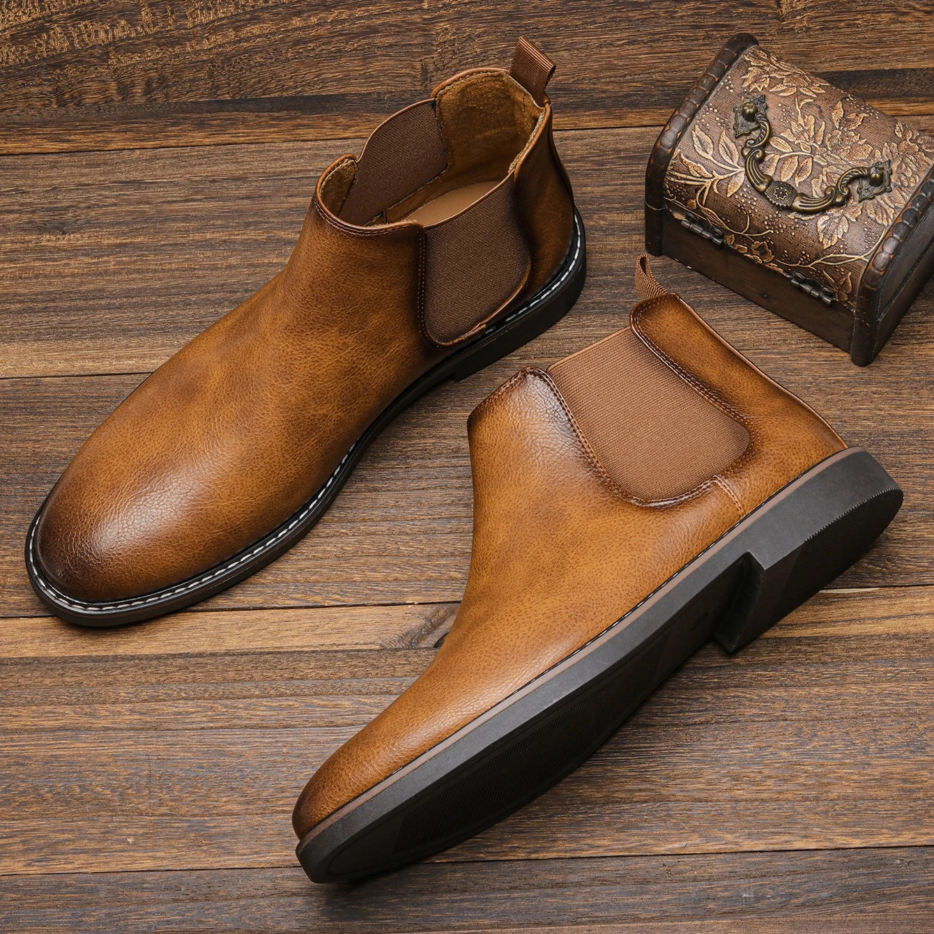40~46 Chelsea Boots Men 2024 Brand Comfortable Fashion Leather Men Boots