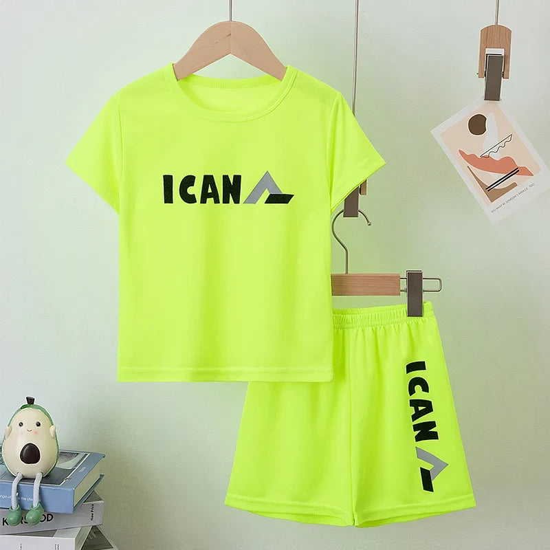 2/5-piece Set 2026 Summer Children's Multi-color Quick Drying Casual Suit Boys And Girls Versatile Short Sleeved Sports Shorts