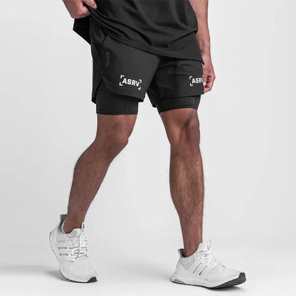 Mens Quick Dry 2 in 1 Double-deck Shorts Gym Fitness Basketball Jogger Short Pants Summer Sports Workout Bottoms Sweatpants
