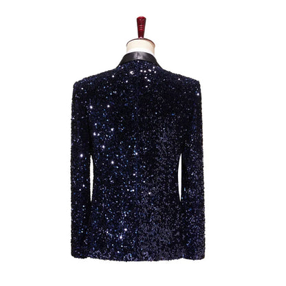 Shimmering Green Sequinned Blazer, Dazzling and Eye-catching, European Sizing, Men's Wedding Party Stage Dazzling Formal Wear