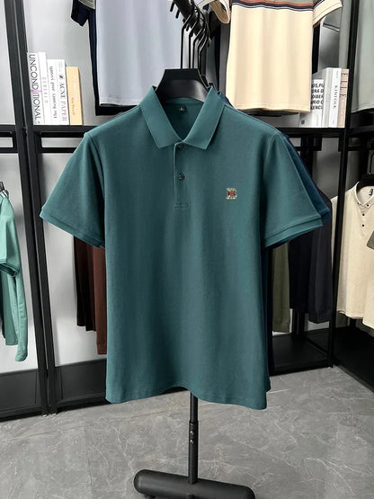 High end brand 100% cotton short sleeve polo shirt men's summer new soft breathable lapel T-shirt fashion letter embossed top