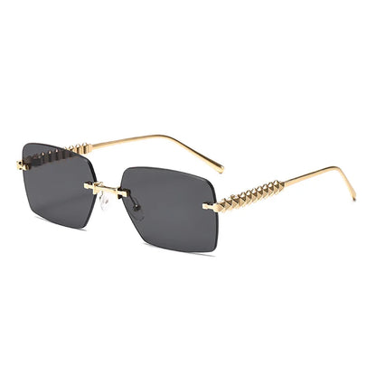 2025 Ins New Square Rimless Sunglasses Women Men Fashion Metal Rivet Legs Sun Glasses Ladies Luxury Sunshade Gafas De Sol UV400